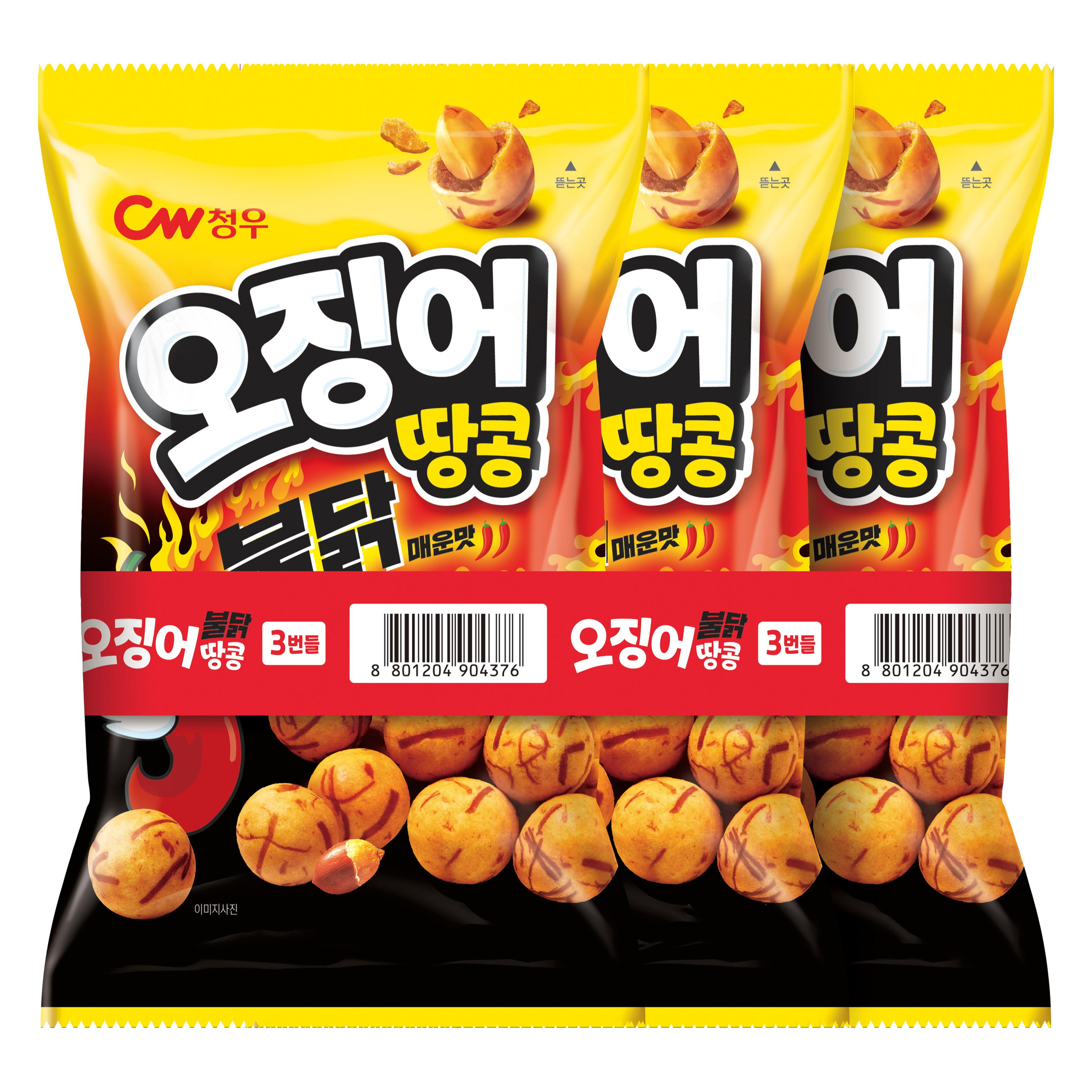 청우식품 오징어땅콩 불닭맛 3p, 270g, 1개 (실물사진 1)